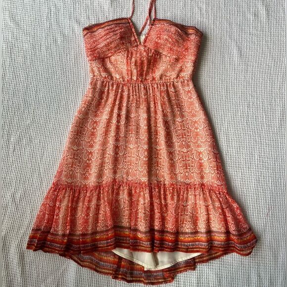Twelfth Fifth Street Cynthia Vincent Sheer 100% Silk Orange Sleeveless Dress 6 - Picture 10 of 16